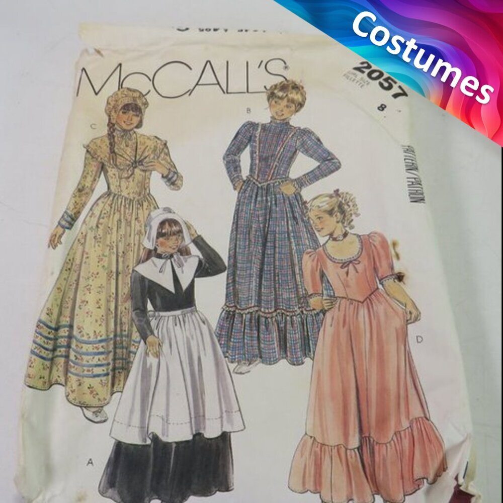 McCalls 2057 sewing pattern Hats & Dress, Prairie Dress, Pilgrim size 8
